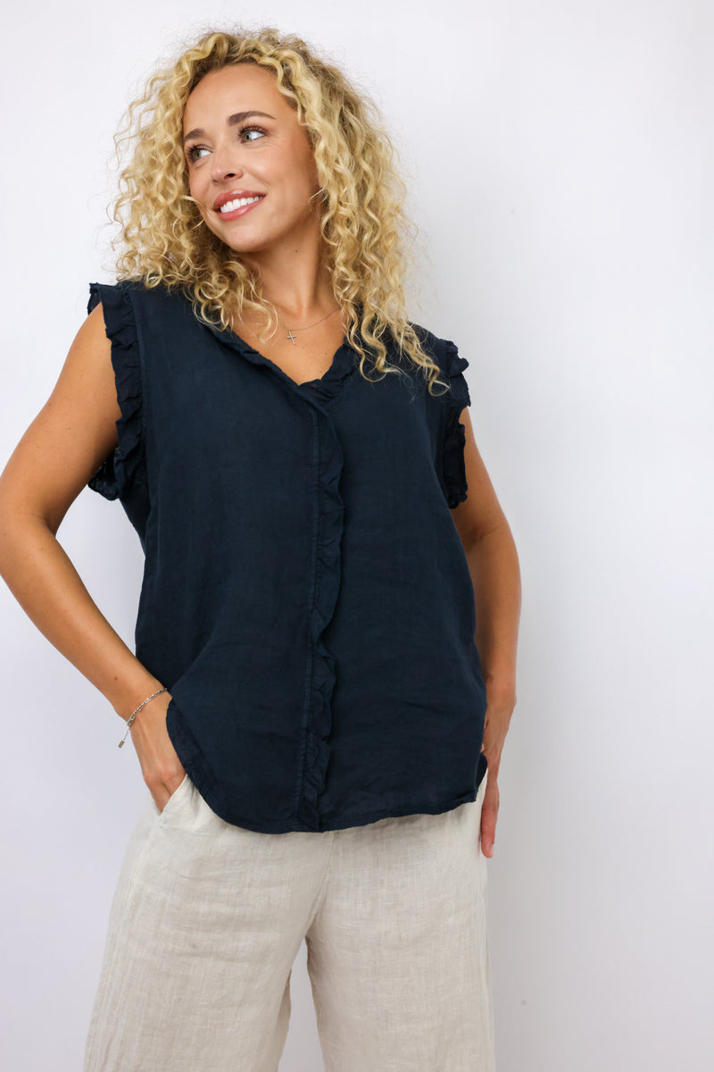 Milio Milano Ruffle Sleeveless Top