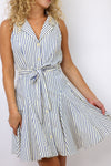 Button Stripe Mini Dress