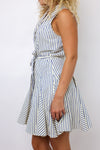Button Stripe Mini Dress