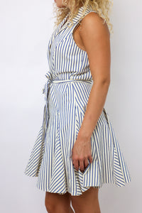 Button Stripe Mini Dress