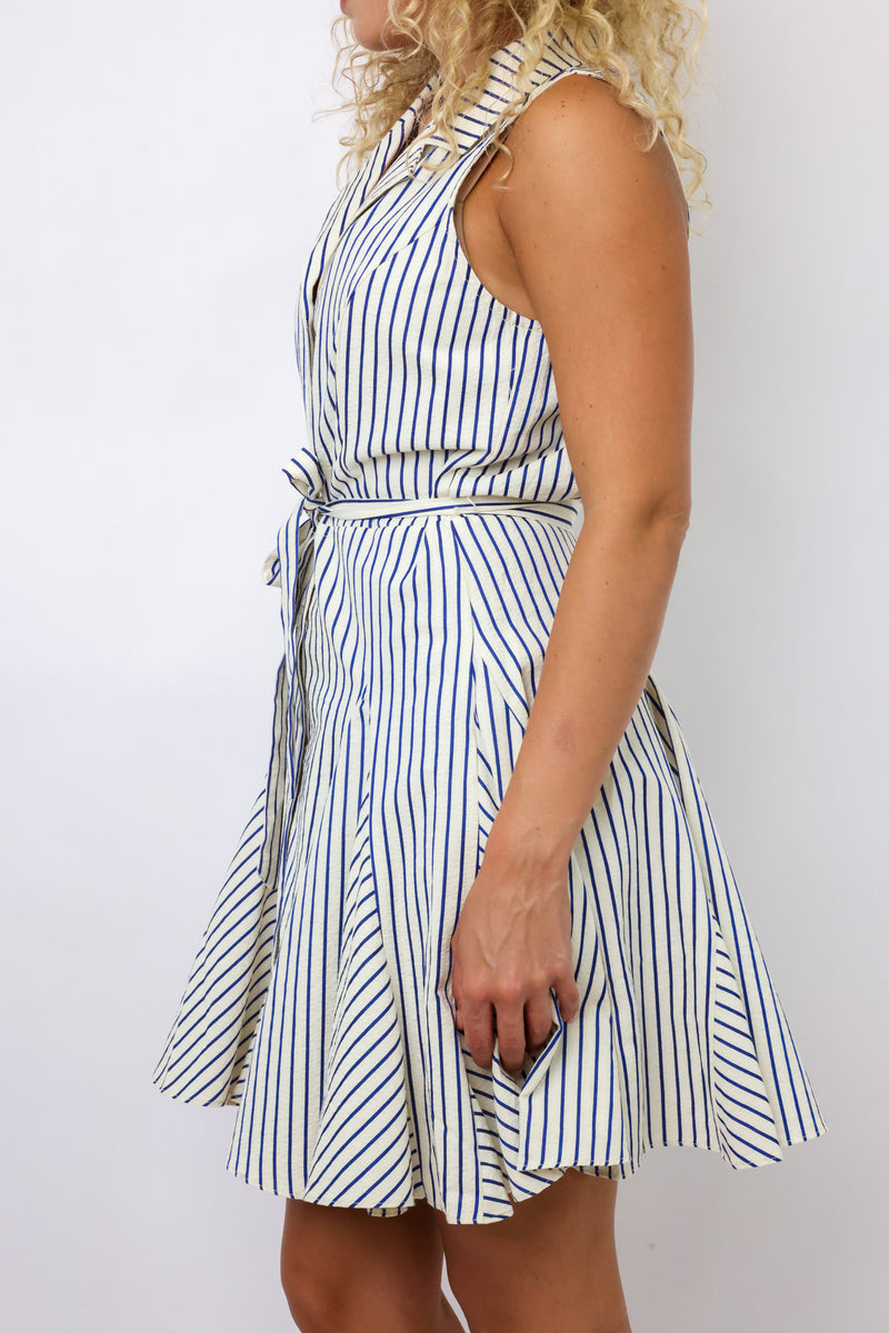 Button Stripe Mini Dress