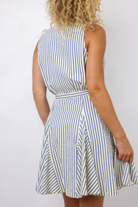 Button Stripe Mini Dress