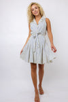Button Stripe Mini Dress