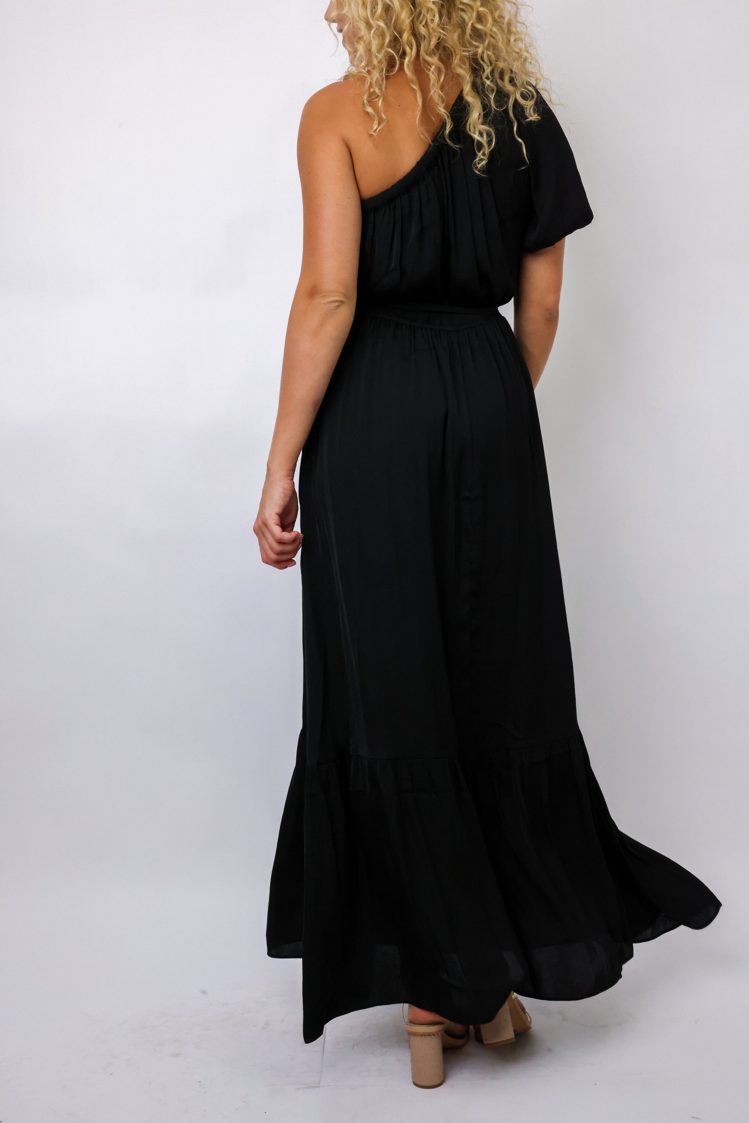 One Shoulder Gathered Maxi Dress