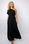 One Shoulder Gathered Maxi Dress