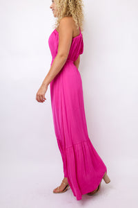 One Shoulder Gathered Maxi Dress