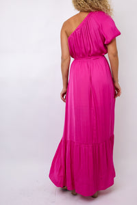 One Shoulder Gathered Maxi Dress