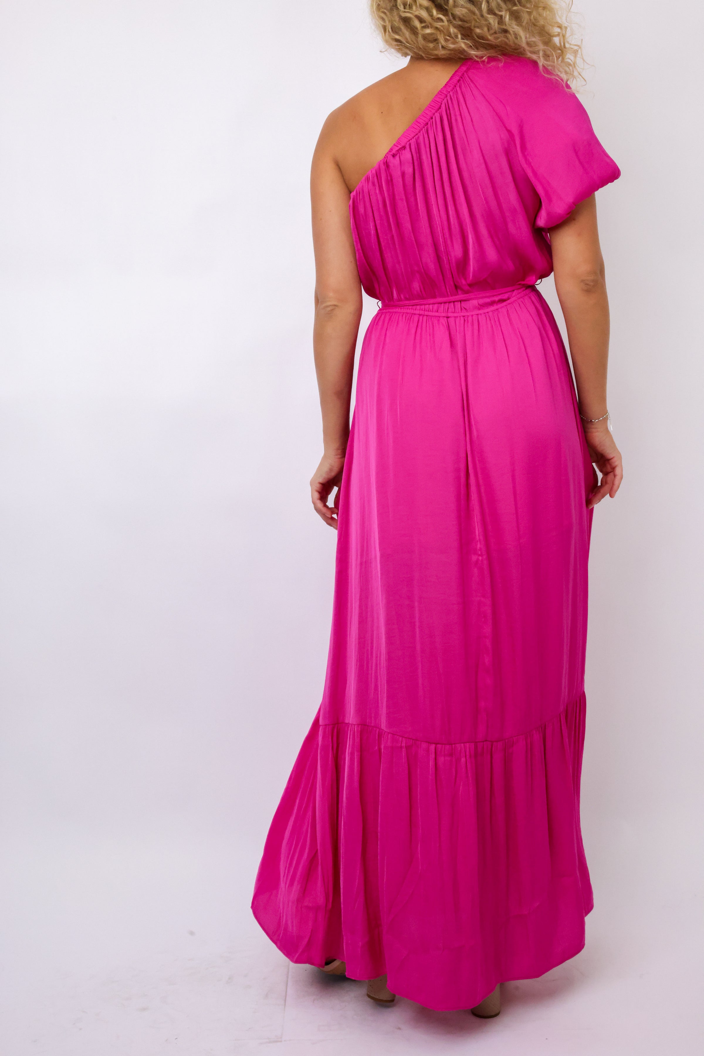 One Shoulder Gathered Maxi Dress