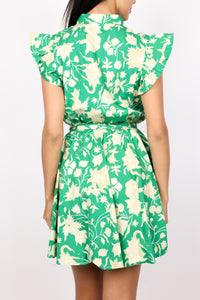 Emerald Bloom Mini Dress