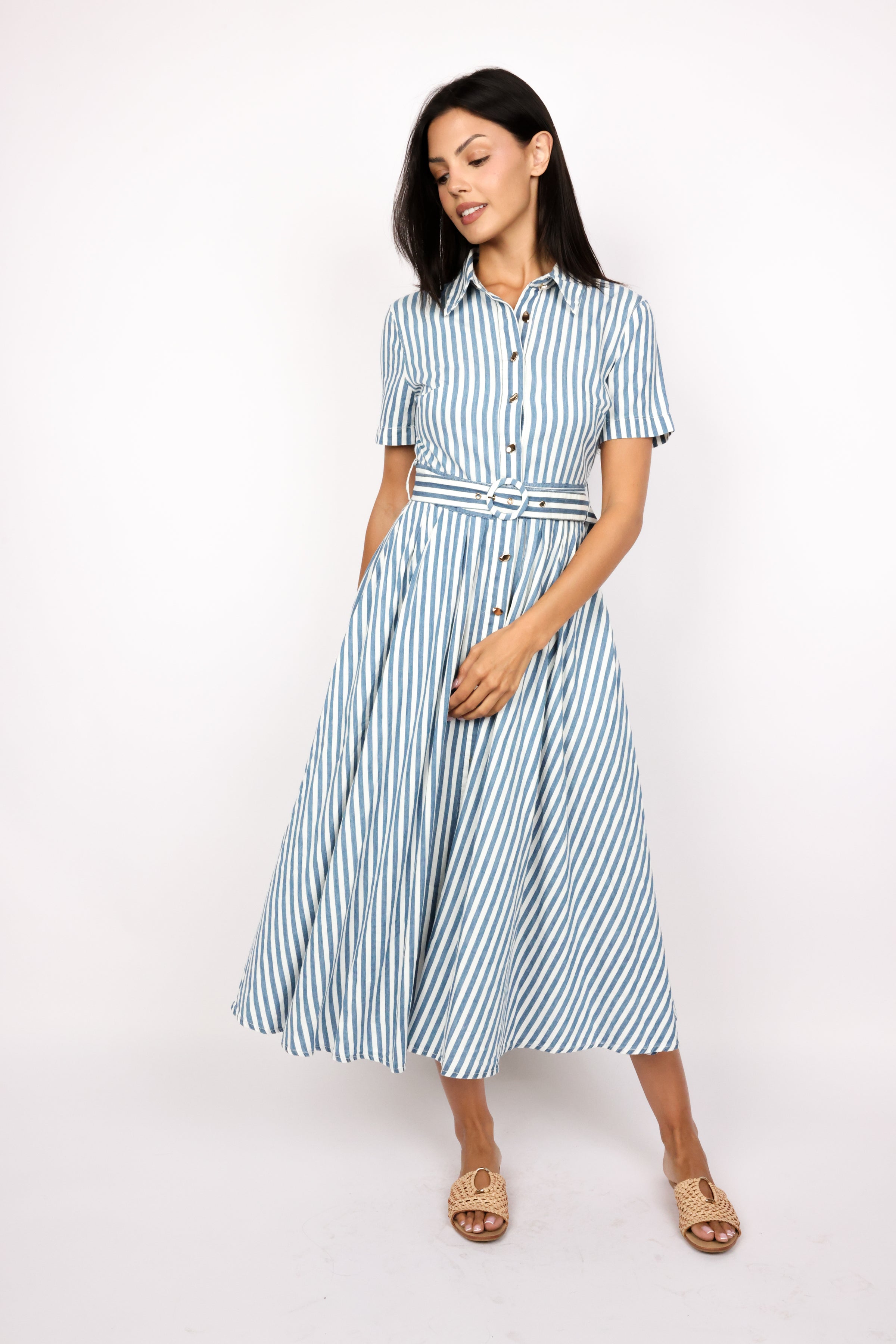 Coastal Muse Striped Midi Dress