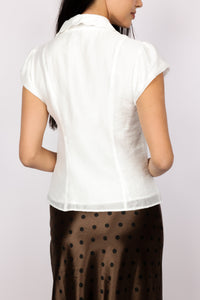 Scalloped Edge Collar Cap Sleeve Top