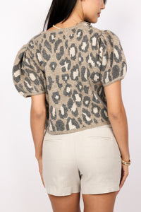 Leopard Button Down Sweater Top