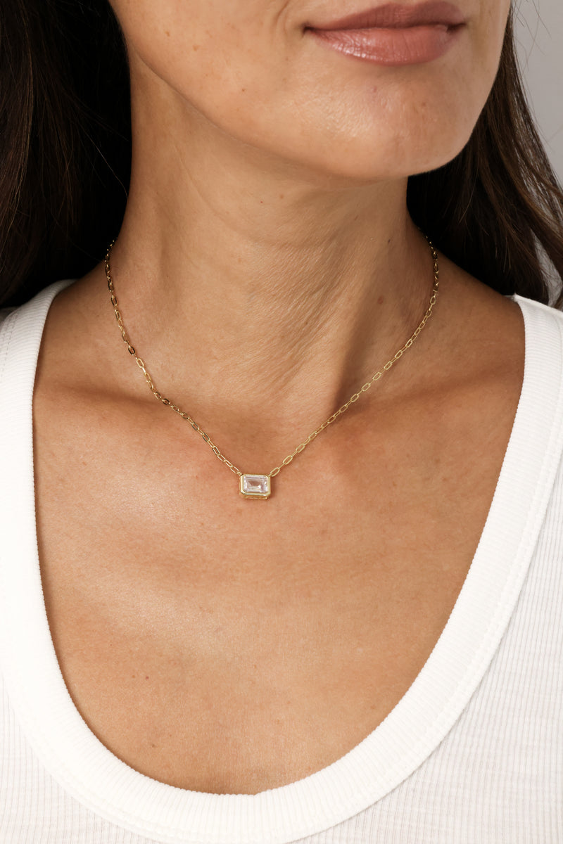 PG Designs Soft Rectangle CZ Necklace