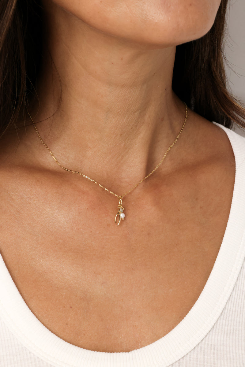 PG Designs Wishbone Mini Charm Necklace
