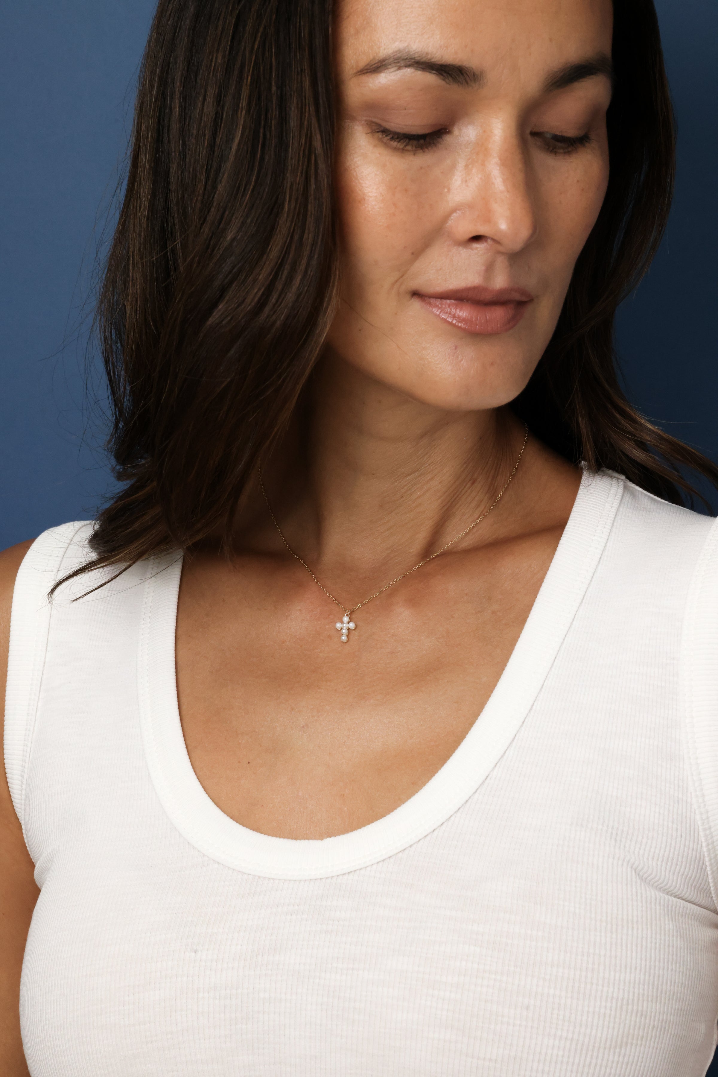 PG Designs Pearl Mini Cross Necklace