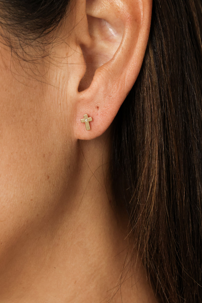 Simple Matte Cross Stud Earrings