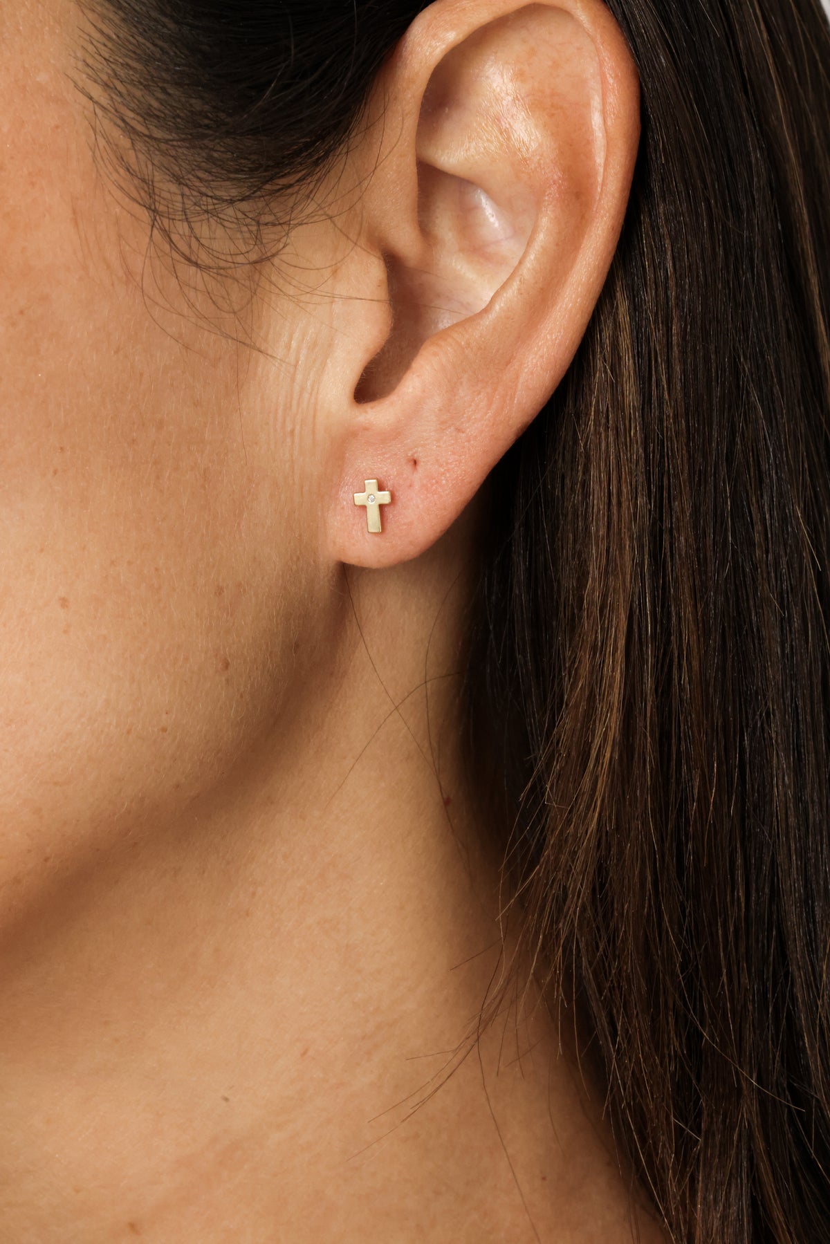Simple Matte Cross Stud Earrings