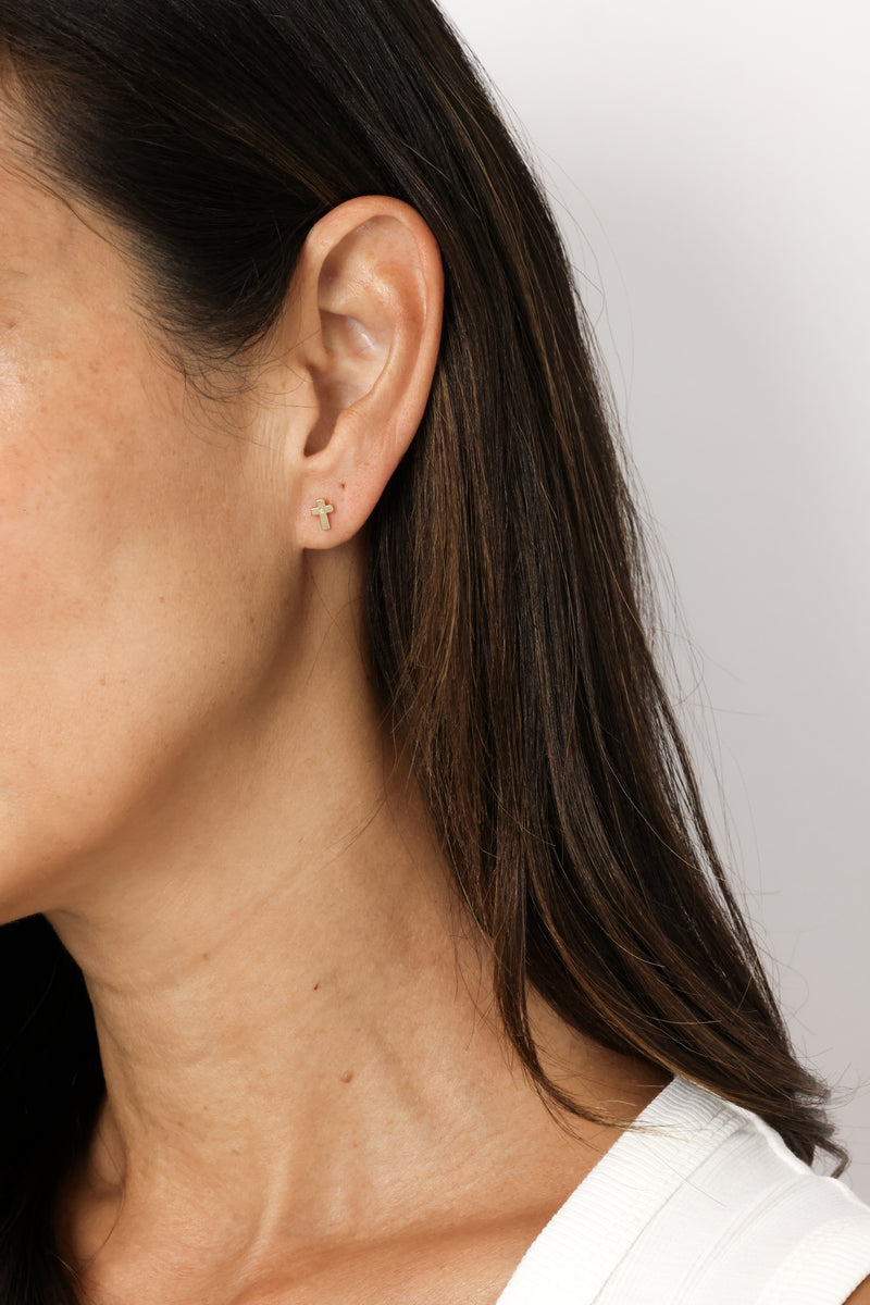 Simple Matte Cross Stud Earrings