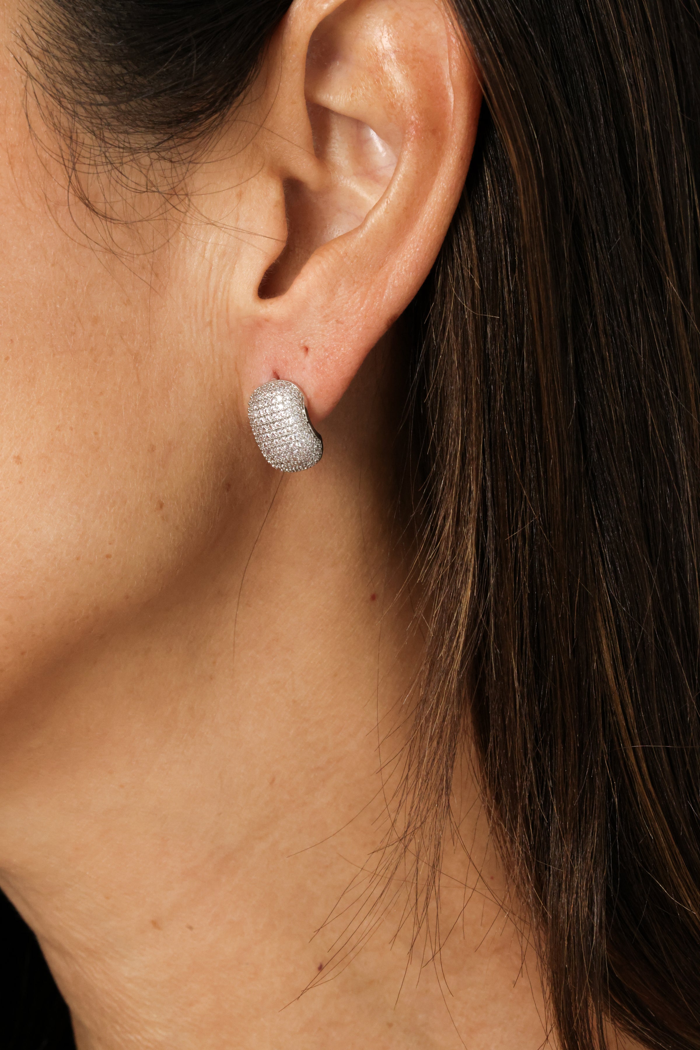 CZ Curved Stud Earrings