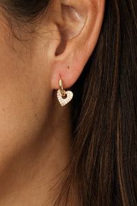 CZ Heart Charm Huggies