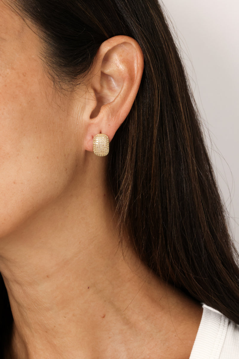 CZ Curved Stud Earrings
