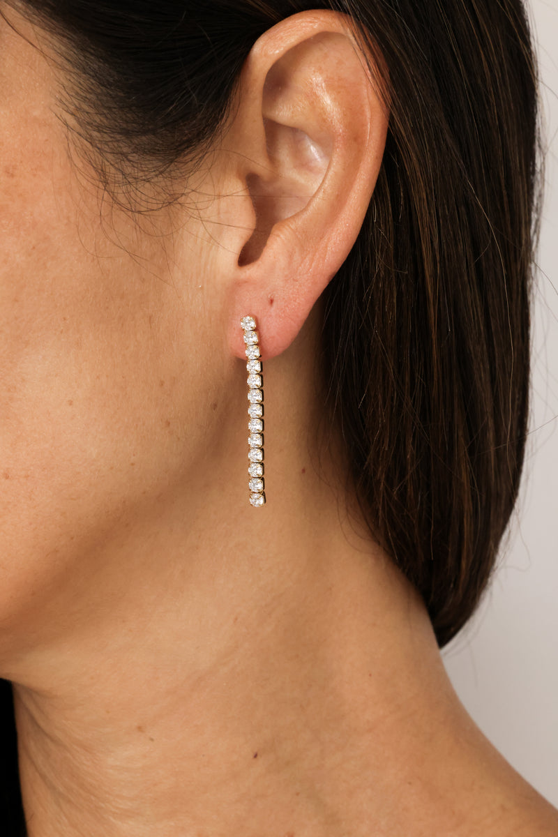 Long Linear CZ Earrings