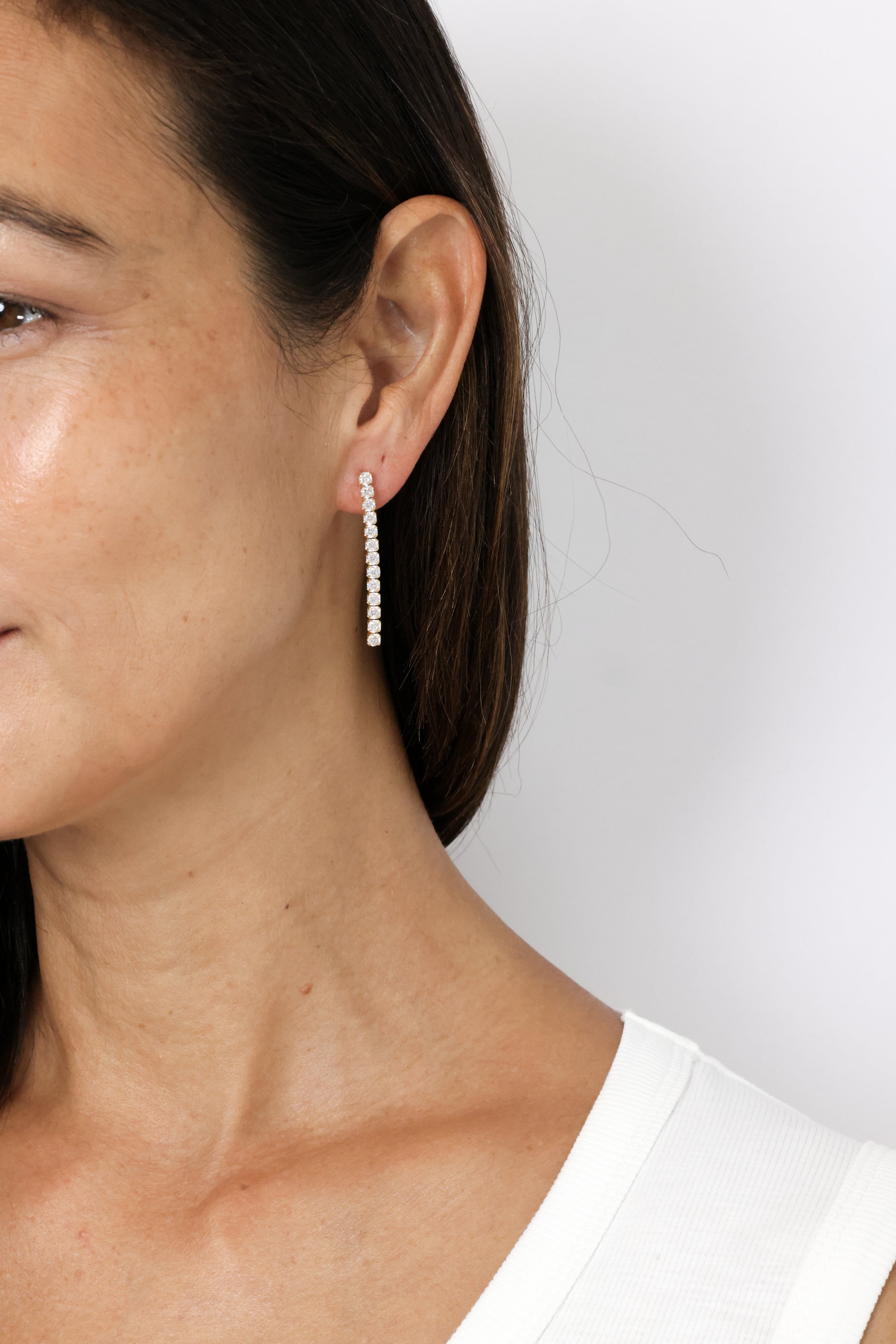 Long Linear CZ Earrings