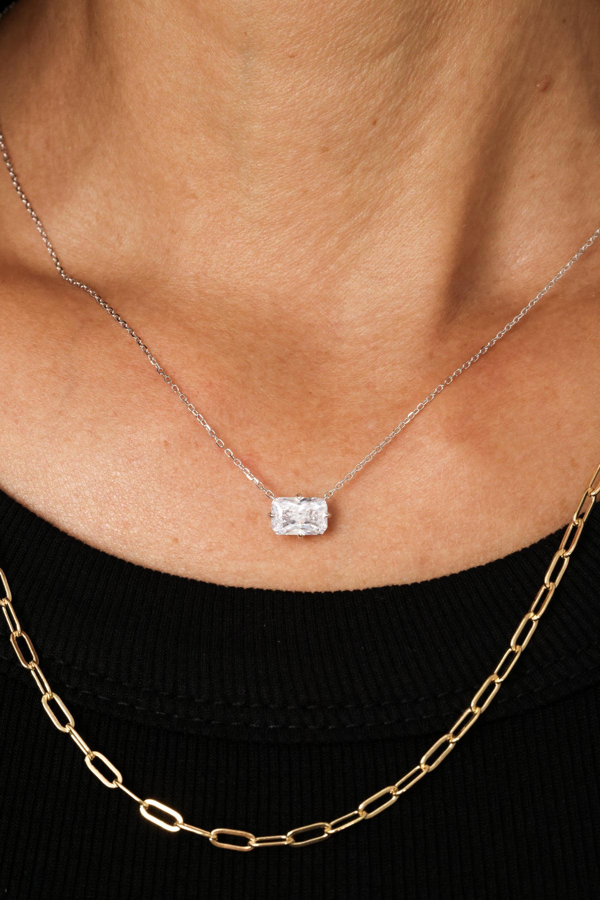 PG Designs Rectangle CZ Necklace