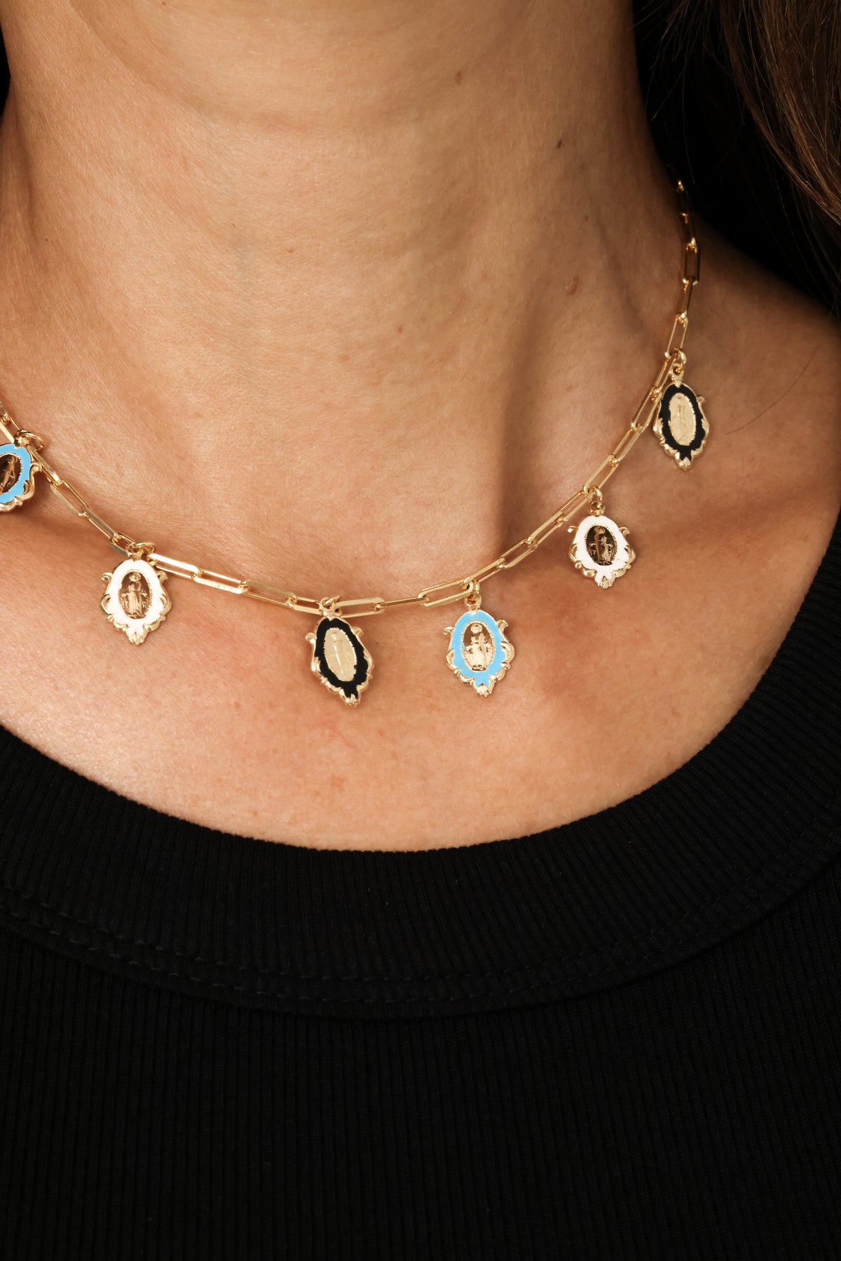 PG Designs Mother Mary Colorful Charm Necklace