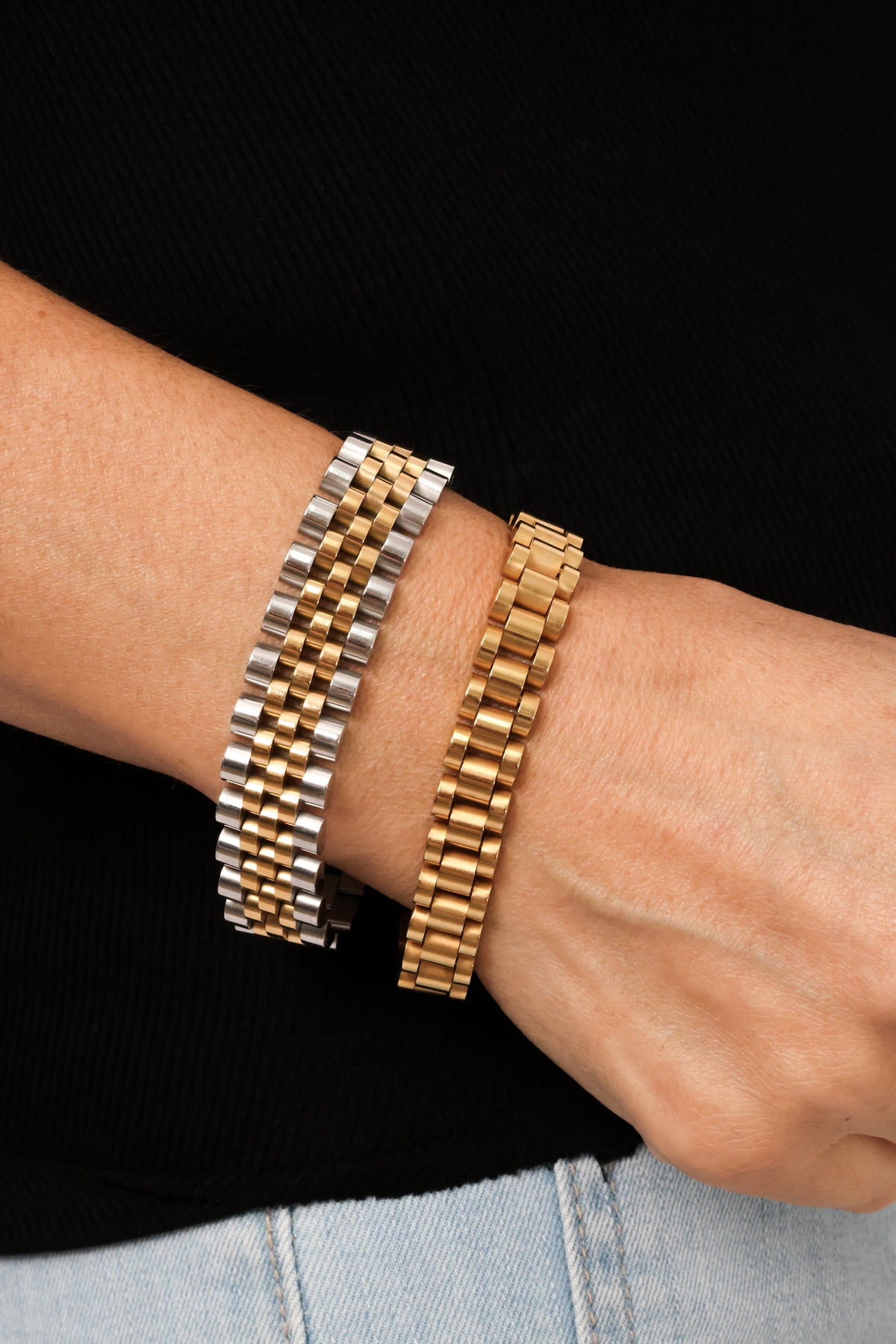 Wide Watch Link Bracelet