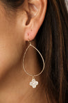 CZ Drop Clover Earrings