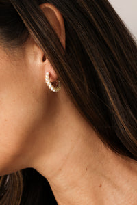 PG Designs Small Pearl and Crystal Hoop Earrings