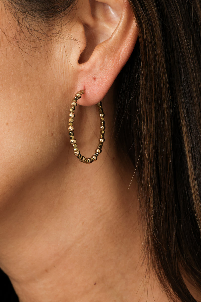 Beaded Medium Hoops