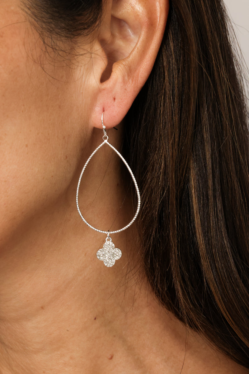 CZ Drop Clover Earrings