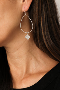 CZ Drop Clover Earrings