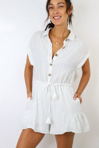 Anna Short Sleeve Tie Front Romper