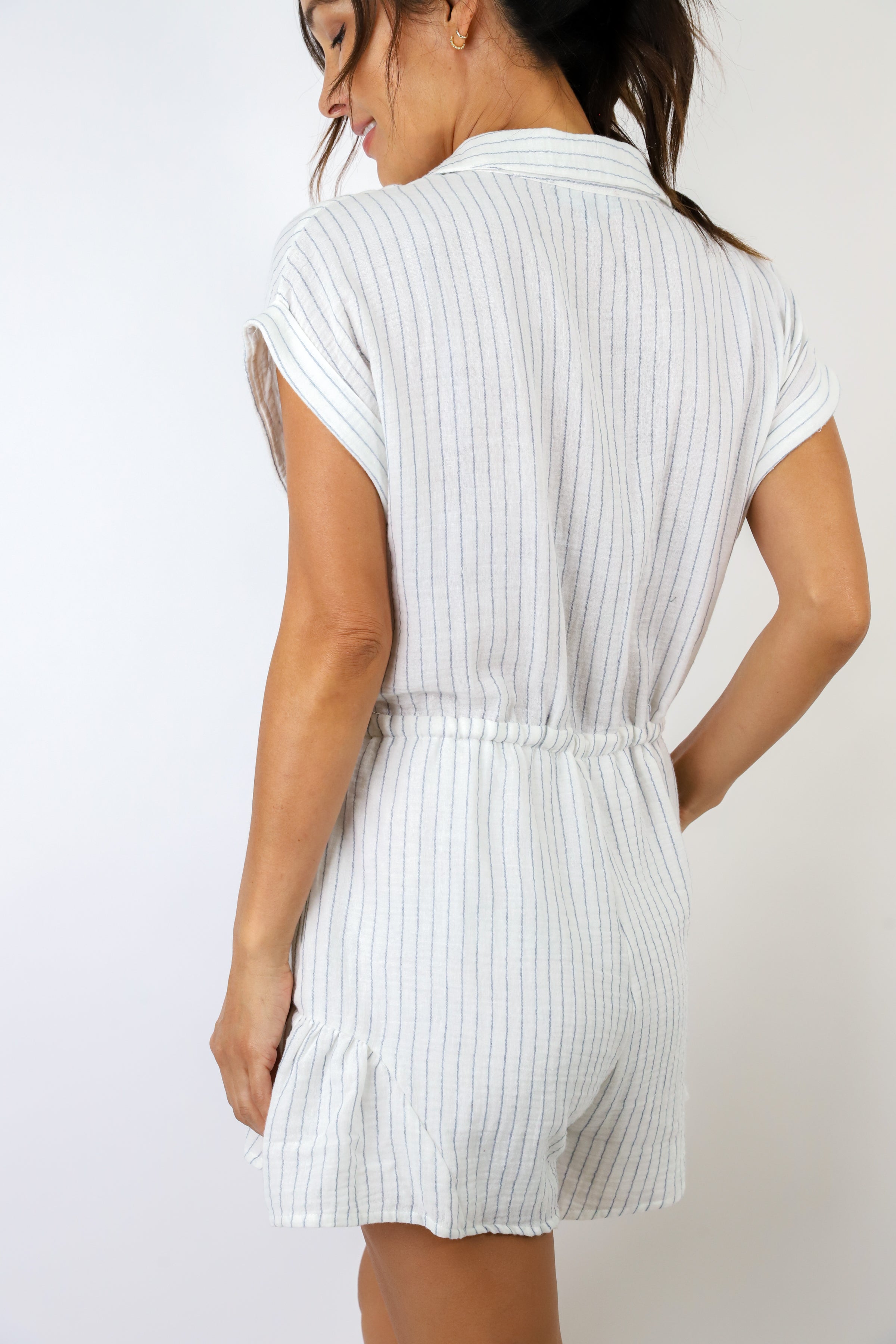 Anna Short Sleeve Tie Front Romper
