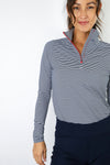 Long Sleeve Striped Quarter Zip Polo