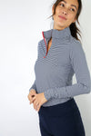 Long Sleeve Striped Quarter Zip Polo