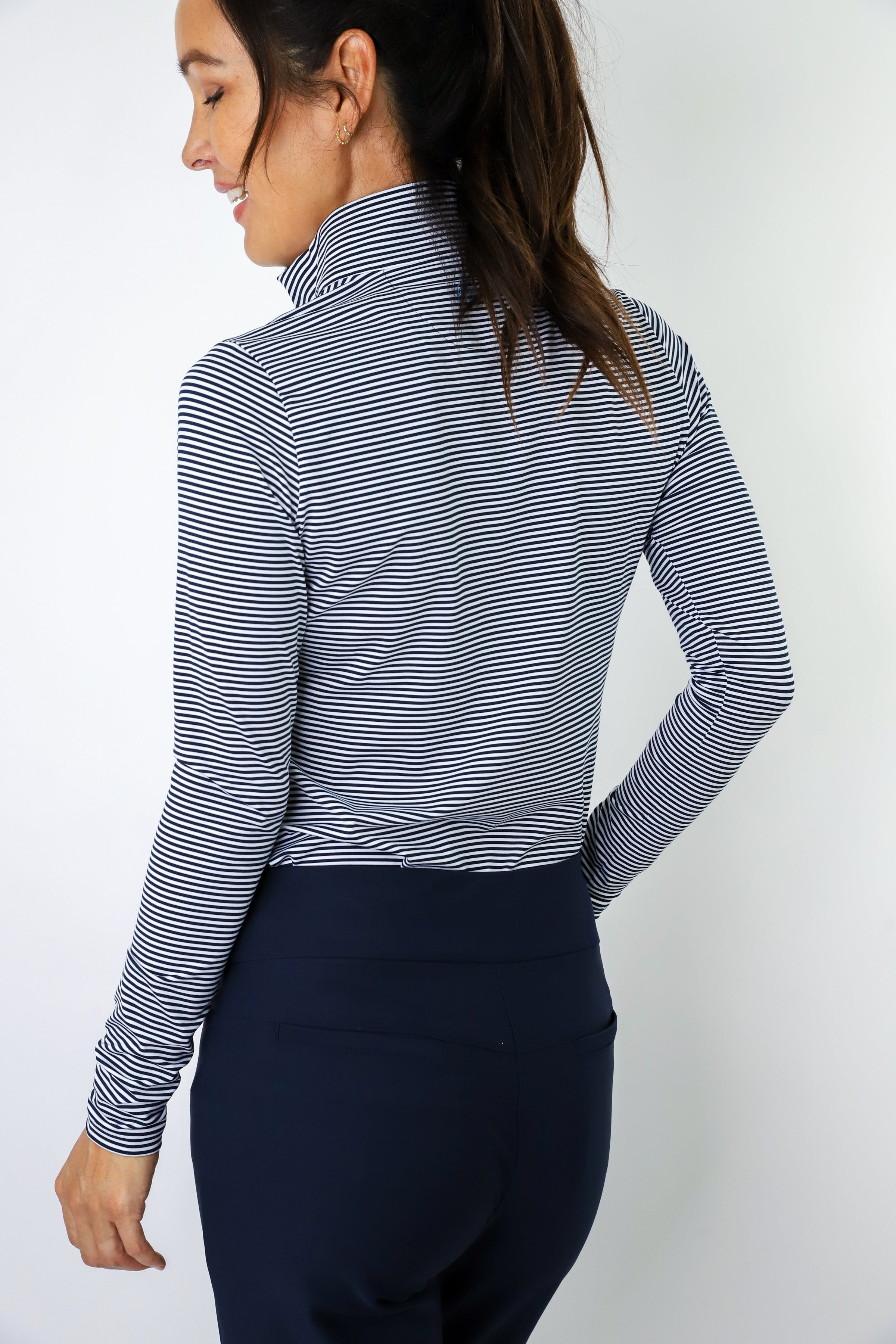Long Sleeve Striped Quarter Zip Polo