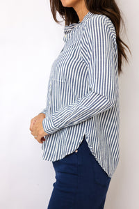 Stripe Button Up Top