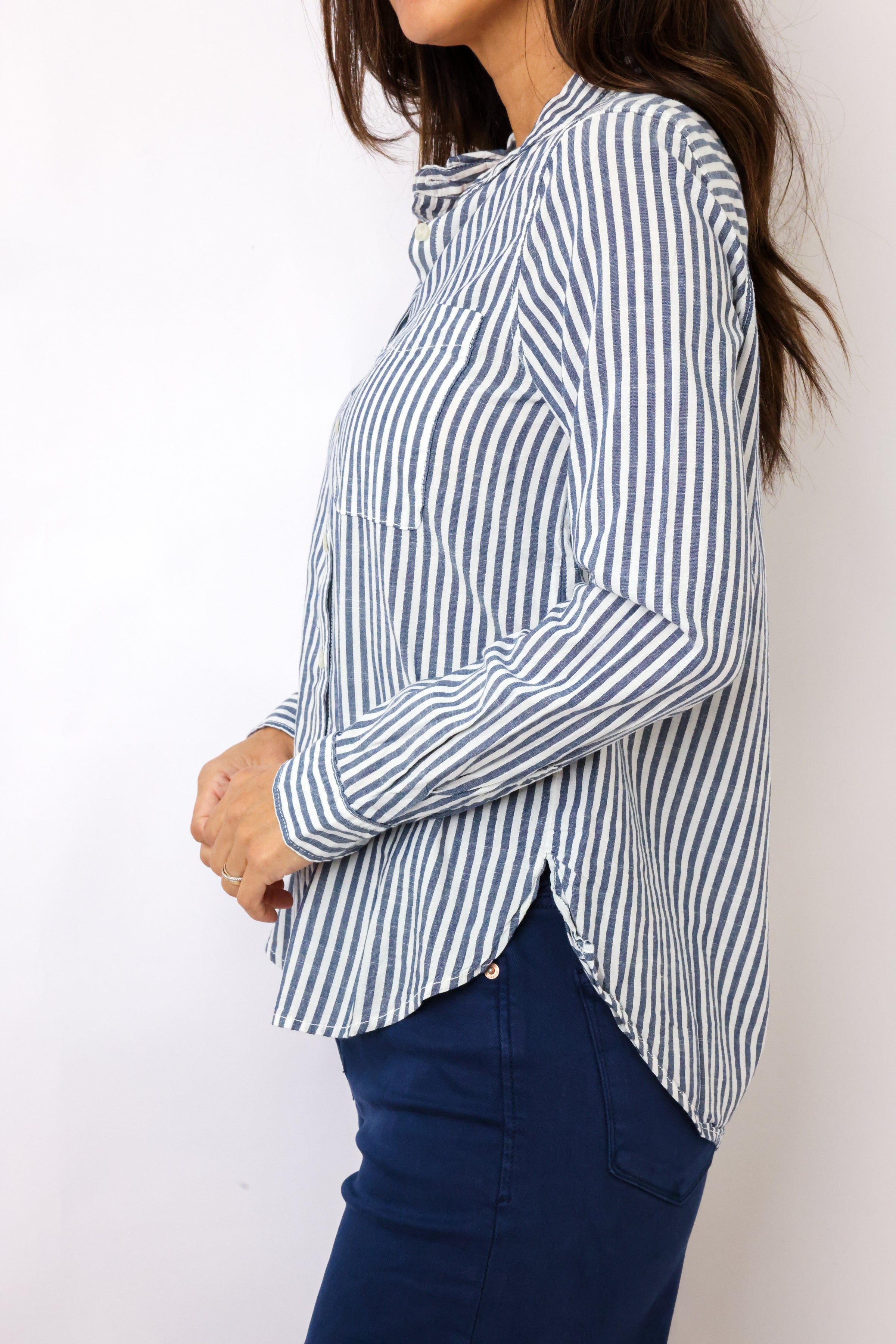 Stripe Button Up Top