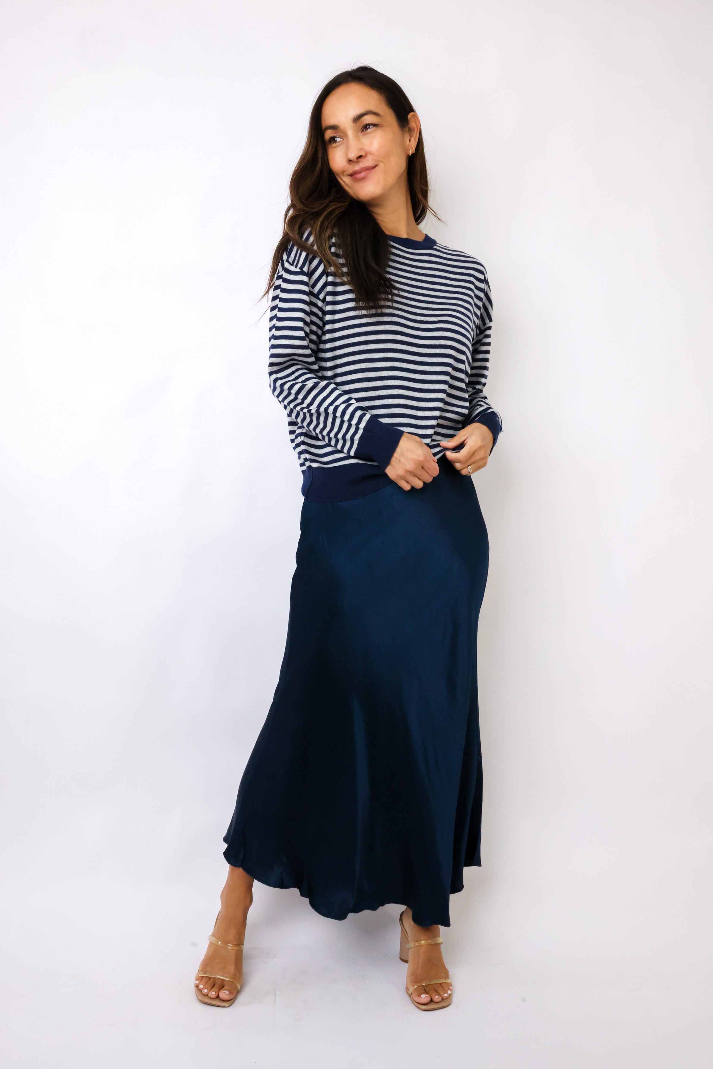 Venti6 Lace Trim Midi Skirt