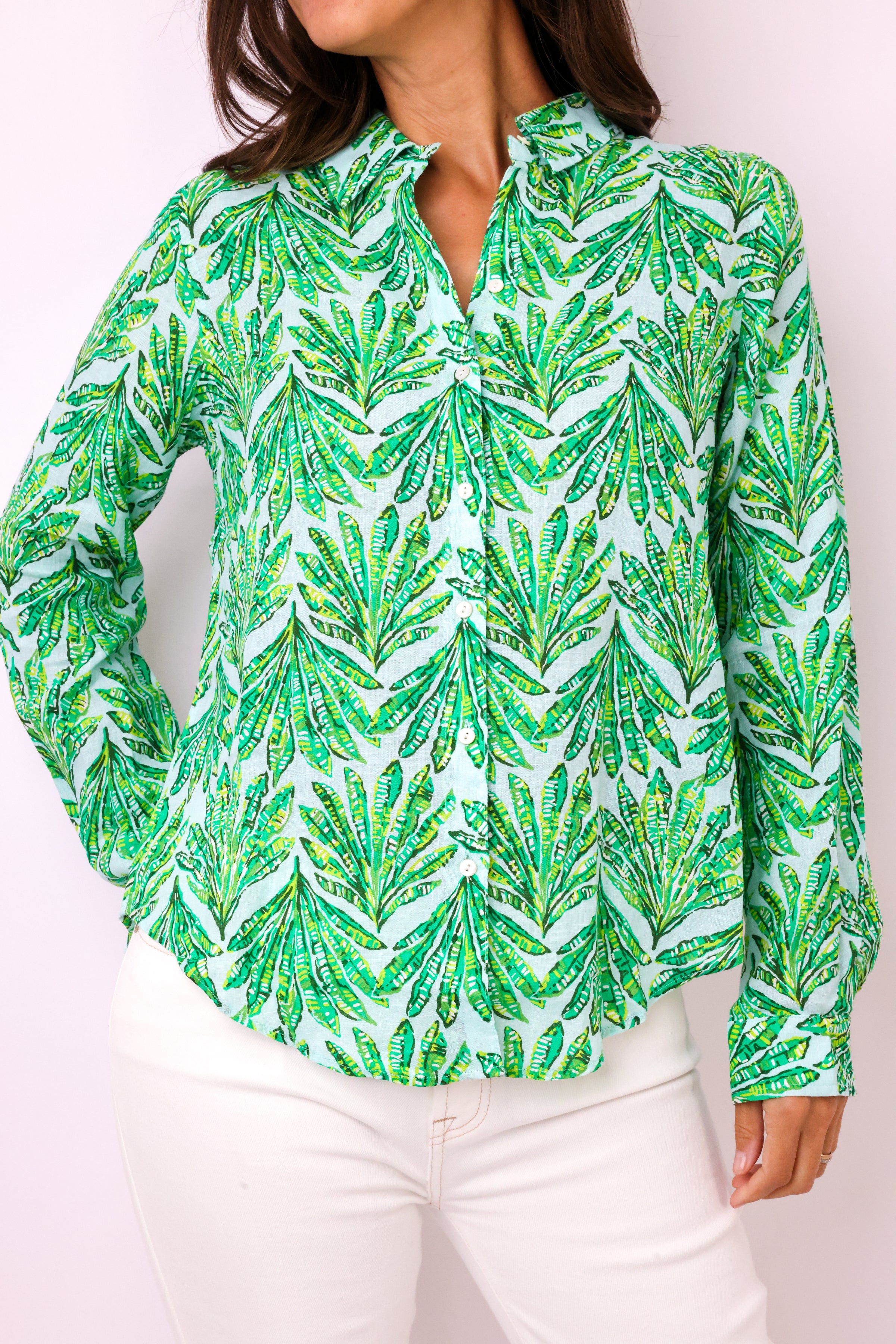 Lilly Pulitzer Sea View Linen Button Down Top