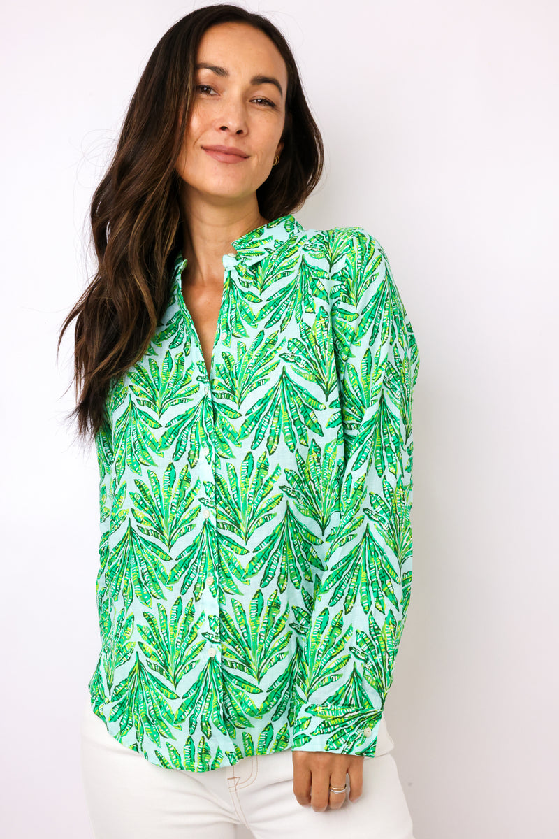 Lilly Pulitzer Sea View Linen Button Down Top