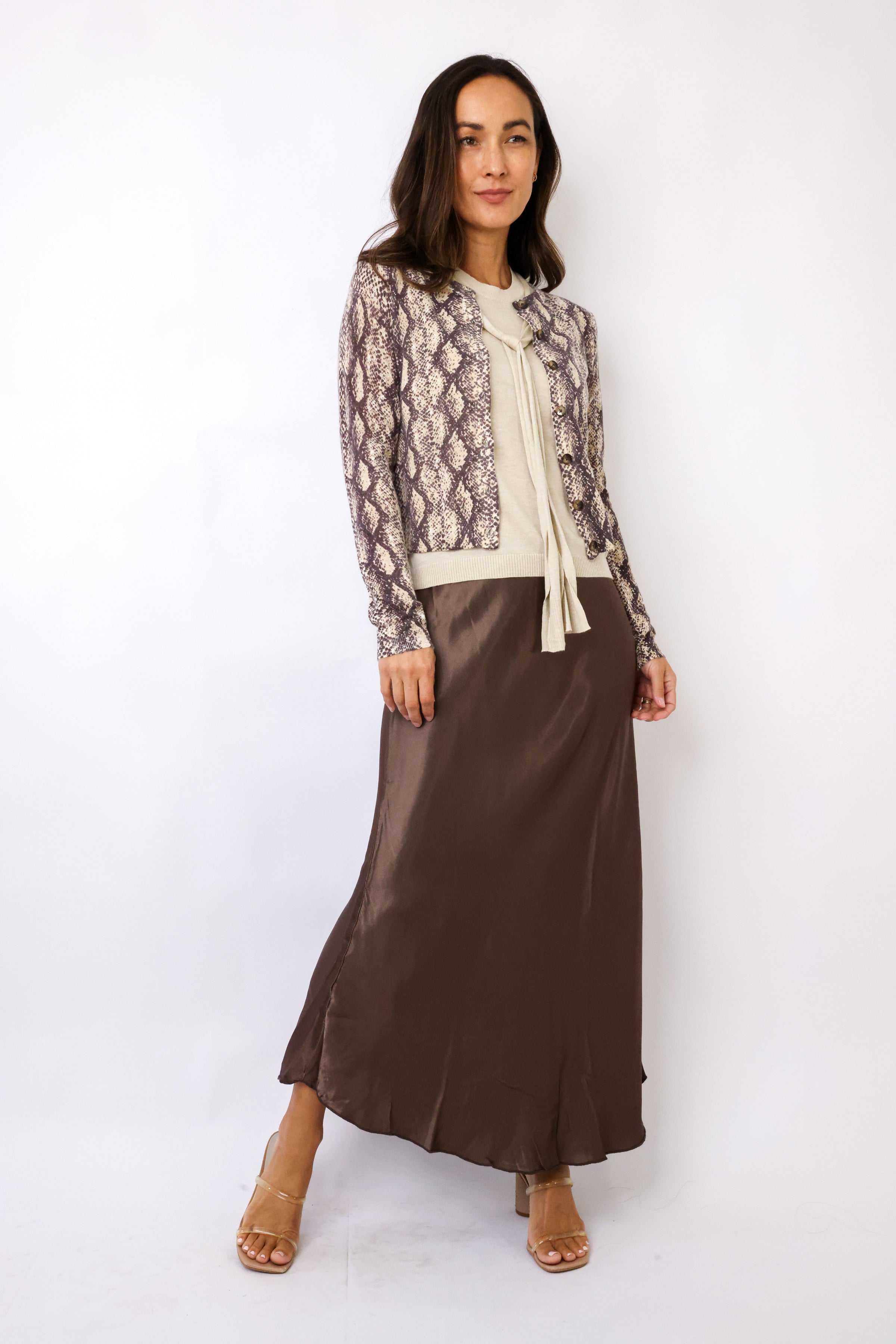 Venti6 Lace Trim Midi Skirt