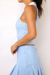 Lucky In Love Hip Fit Linen Stripe Tank