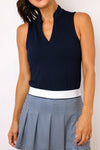 Lucky In Love Pleated Placket Sleeveless Top