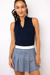 Lucky In Love Pleated Placket Sleeveless Top