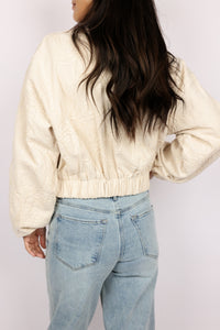 Floral Jacquard Zip Up Jacket